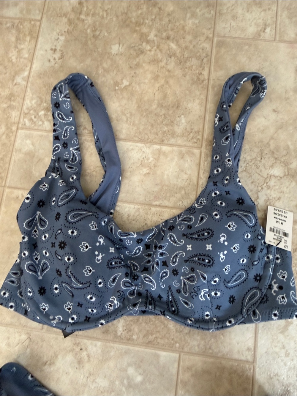 PINK Victoria's Secret Blue Paisley Underwire Bikini Set - Picture 5 of 7